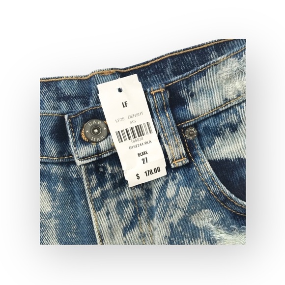 new LF Carmar ❉ Retro 80’s Acid Wash Denim High Waist Cuffed Festival Short ❉ 27 - Picture 4 of 16